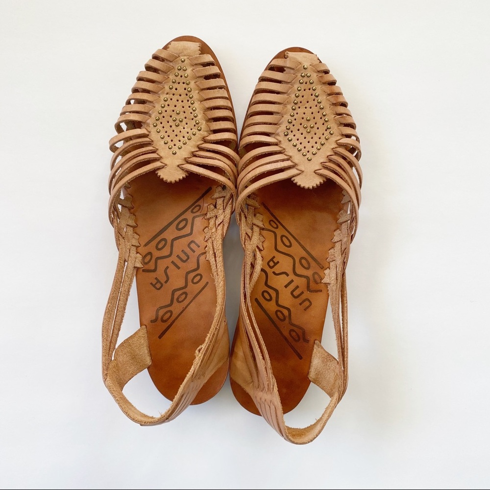 1990s Unisa Vintage Sandals Boho Leather 8 Narrow